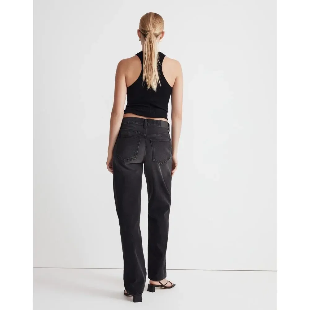 Madewell Jeans Womens 29 Black Low-Slung Straight Slouchy Denim Kent Wash Drapey